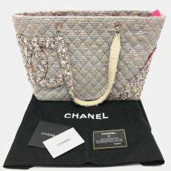 Chanel Grey Tweed Quilted Cambon Tote Bag