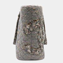 Chanel Grey Tweed Quilted Cambon Tote Bag