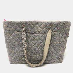 Chanel Grey Tweed Quilted Cambon Tote Bag