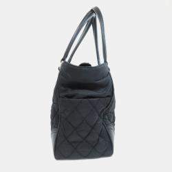 Pre Owned Chanel Paris New York Tote Bag Nylon Material