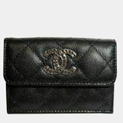 Chanel Black Leather Coco Small Flap Wallet 