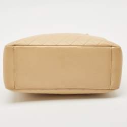 Chanel Cream Quilted Caviar Leather Grand Shopper Tote
