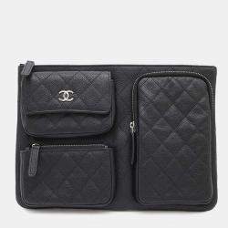 Chanel Black Caviar Leather Multi-Pocket Business Bag 