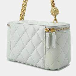 Pre Owned Chanel Light Blue Lambskin Vanity Chain Bag