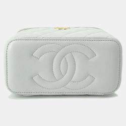 Pre Owned Chanel Light Blue Lambskin Vanity Chain Bag