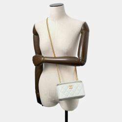 Pre Owned Chanel Light Blue Lambskin Vanity Chain Bag