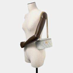 Pre Owned Chanel Light Blue Lambskin Vanity Chain Bag