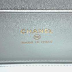 Pre Owned Chanel Light Blue Lambskin Vanity Chain Bag