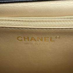 Pre Owned  Chanel Black Lambskin Pearl Chain Shoulder Bag 