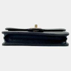 Pre Owned  Chanel Black Lambskin Pearl Chain Shoulder Bag 