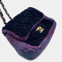 Pre Owned Chanel Mini Matelasse Chain shoulder Bag Purple Wool