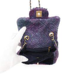 Pre Owned Chanel Mini Matelasse Chain shoulder Bag Purple Wool
