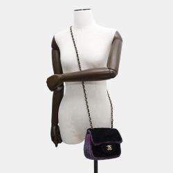 Pre Owned Chanel Mini Matelasse Chain shoulder Bag Purple Wool