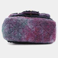 Pre Owned Chanel Mini Matelasse Chain shoulder Bag Purple Wool