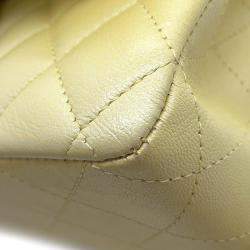 Pre Owned Chanel Matelasse Double Flap Chain shoulder Bag Metalic yellow Calf Leather Size 25