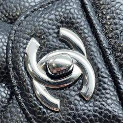 Pre Owned  Chanel  Black Caviar Leather Small Classic Flap Chain Shoulder Bag