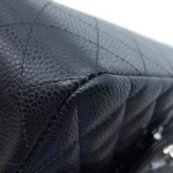 Pre Owned  Chanel  Black Caviar Leather Small Classic Flap Chain Shoulder Bag