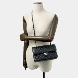 Pre Owned  Chanel  Black Caviar Leather Small Classic Flap Chain Shoulder Bag