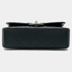 Pre Owned  Chanel  Black Caviar Leather Small Classic Flap Chain Shoulder Bag