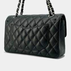 Pre Owned  Chanel  Black Caviar Leather Small Classic Flap Chain Shoulder Bag
