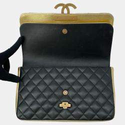 Pre Owned Chanel Black/Gold Lambskin Paris-New York CC Chic Chain Shoulder Bag 