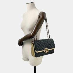 Pre Owned Chanel Black/Gold Lambskin Paris-New York CC Chic Chain Shoulder Bag 