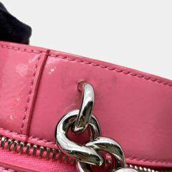 Pre Owned Chanel Pink Patent Leather Round As Earth Chain Shoulder Bag 