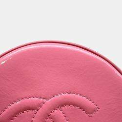 Pre Owned Chanel Pink Patent Leather Round As Earth Chain Shoulder Bag 