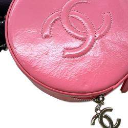 Pre Owned Chanel Pink Patent Leather Round As Earth Chain Shoulder Bag 