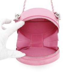 Pre Owned Chanel Pink Patent Leather Round As Earth Chain Shoulder Bag 