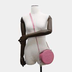 Pre Owned Chanel Pink Patent Leather Round As Earth Chain Shoulder Bag 