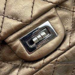 Pre Owned Chanel 2.55 Chain shoulder Bag Bronze Leather