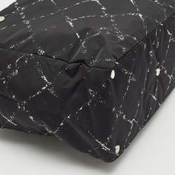 Chanel Black Quilted Print Nylon Travel Ligne Tote
