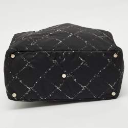 Chanel Black Quilted Print Nylon Travel Ligne Tote