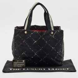 Chanel Black Quilted Print Nylon Travel Ligne Tote
