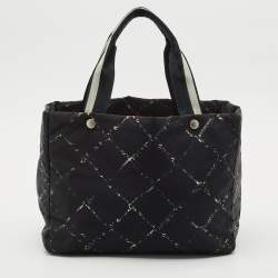 Chanel Black Quilted Print Nylon Travel Ligne Tote
