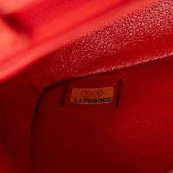 Pre Owned Chanel Red Lambskin Classic Perforated Medium Single Flap Bag