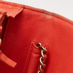 Chanel Orange Quilted Leather CC Wallet On Chain