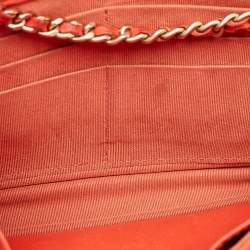 Chanel Orange Quilted Leather CC Wallet On Chain