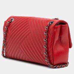 Chanel Red Lambskin CC Crossing Medium Flap Bag