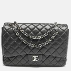 Chanel Black Quilted Leather Maxi Classic Single Flap Bag
