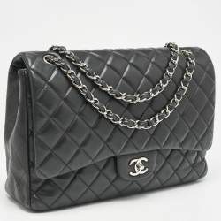 Chanel Black Quilted Leather Maxi Classic Single Flap Bag