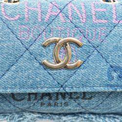 Chanel Blue Denim Mood Mini Clutch With Chain