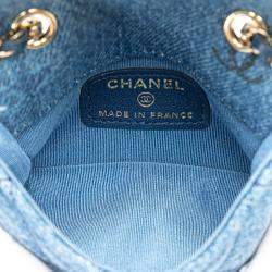 Chanel Blue Denim Mood Mini Clutch With Chain