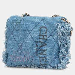 Chanel Blue Denim Mood Mini Clutch With Chain