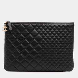Chanel Black Medium Bi Quilted Lambskin Cosmetic Case