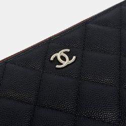 Pre Owned Chanel Black Leather Caviar Large Clutch