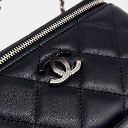 Chanel Black Leather Lambskin Vanity Crossbody Bag