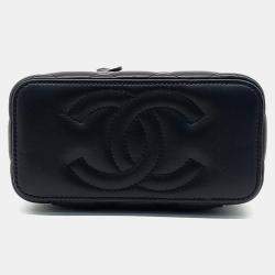 Chanel Black Leather Lambskin Vanity Crossbody Bag