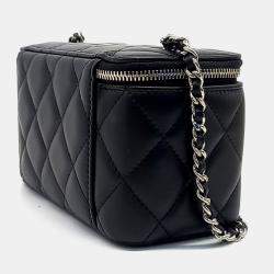 Chanel Black Leather Lambskin Vanity Crossbody Bag